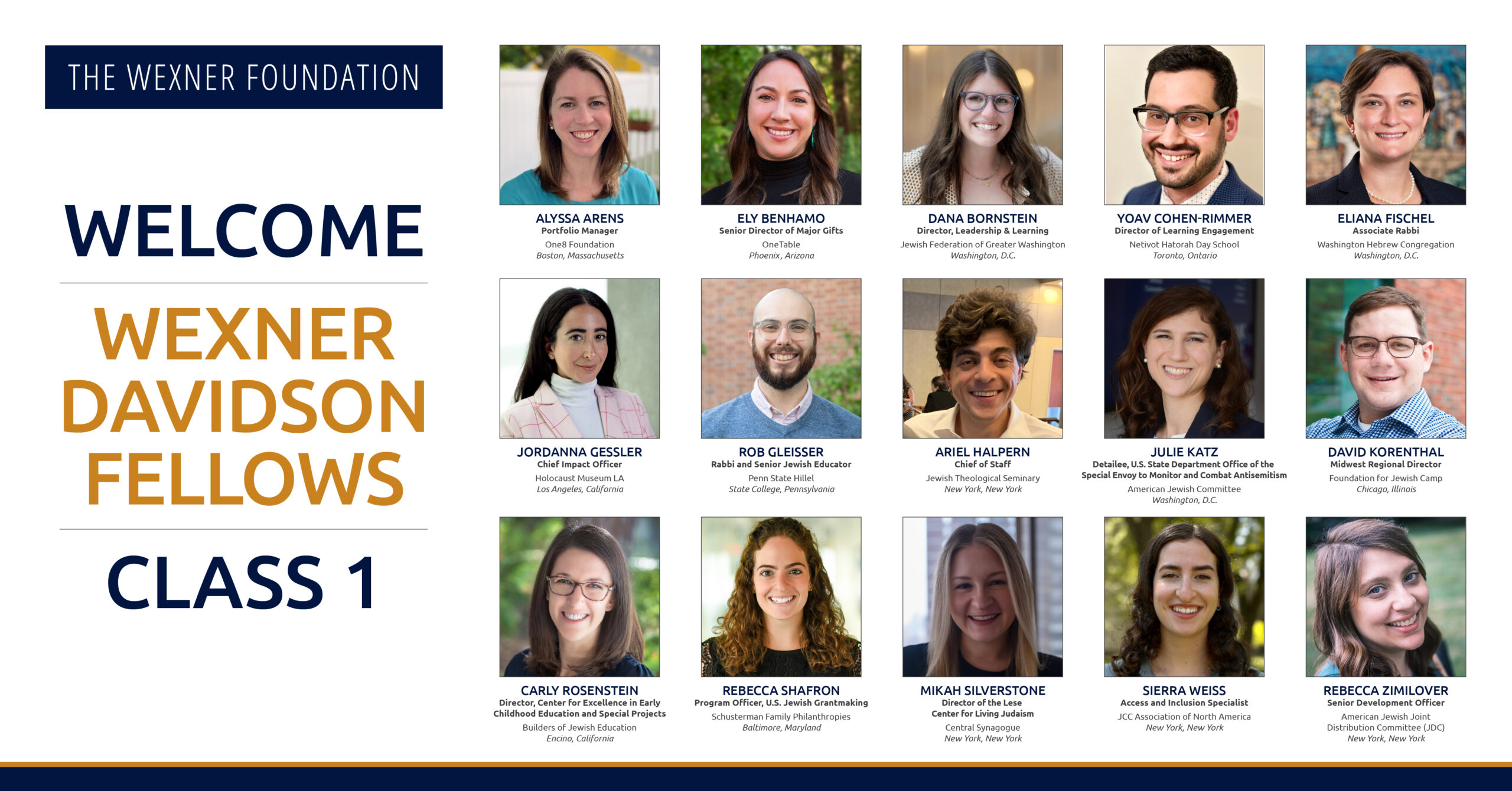 The Wexner Foundation Announces Class 1 of the Wexner Davidson Fellowship